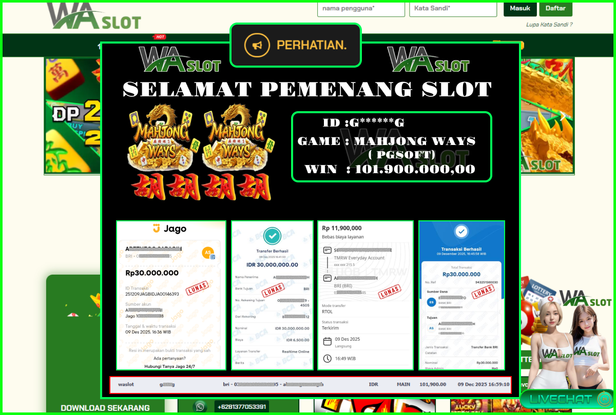 WASLOT – MAHJONG WAYS 2 ( PGSOFT )