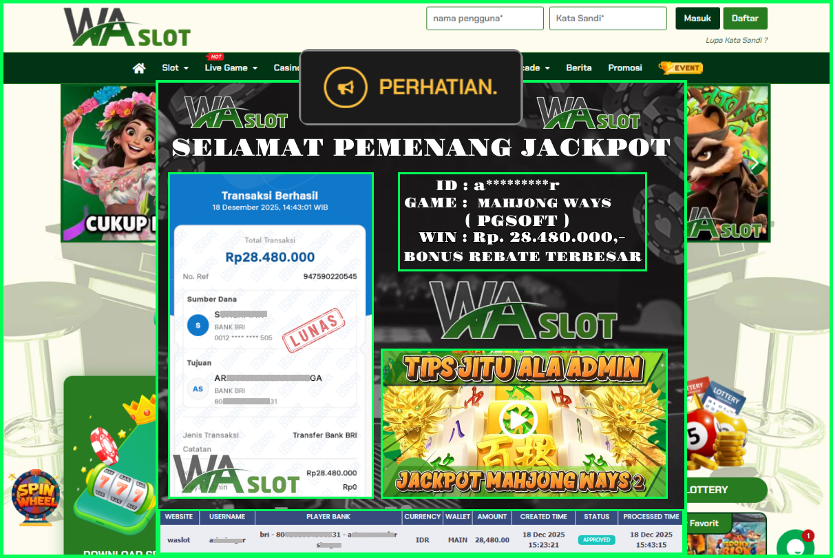 WASLOT – MAHJONG WAYS ( PGSOFT )