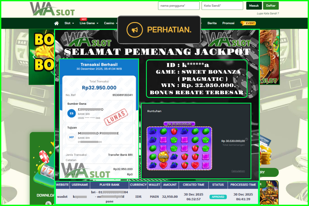 WASLOT – SWEET BONANZA 1000 ( PRAGMATIC )