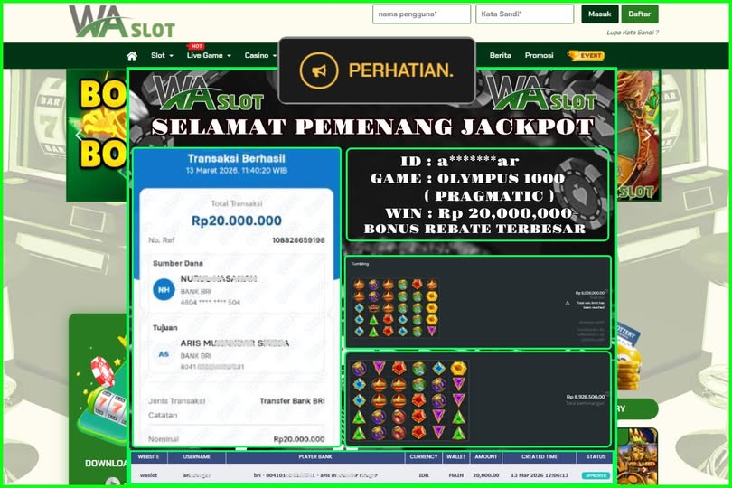 WASLOT – GATE OF OLYMPUS 1000 ( PRAGMATIC )