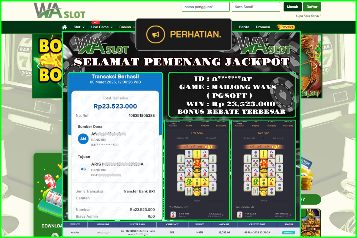 WASLOT – MAHJONG WAYS ( PGSOFT )