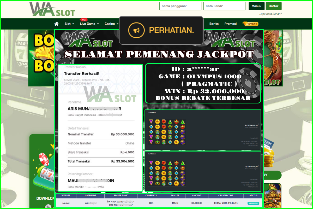 WASLOT – GATE OF OLYMPUS 1000 ( PRAGMATIC )