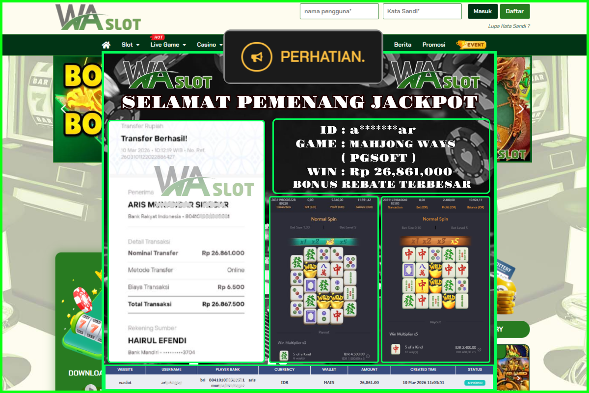 WASLOT – MAHJONG WAYS ( PGSOFT )