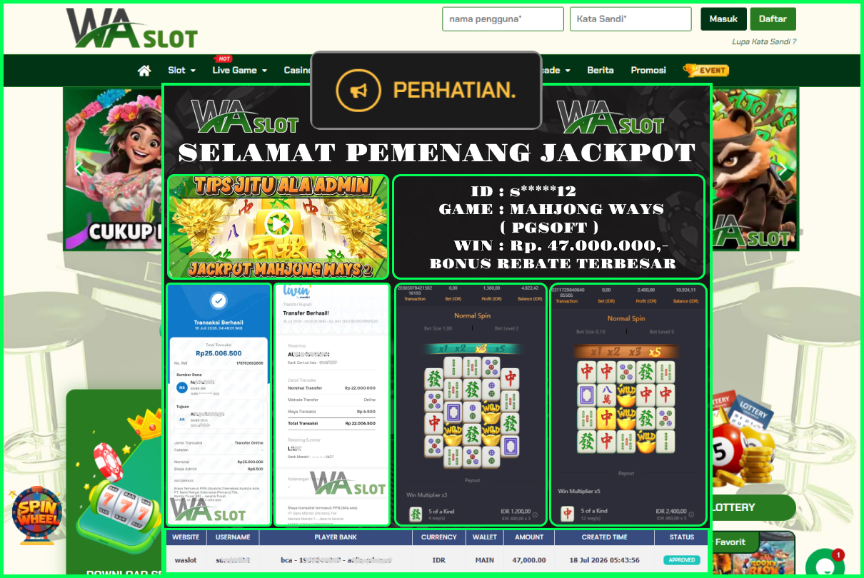 WASLOT – MAHJONG WAYS ( PGSOFT )