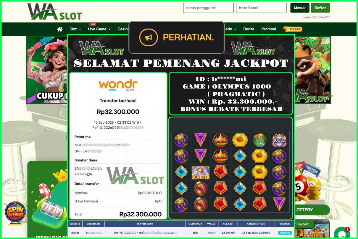 WASLOT – GATE OF OLYMPUS ( PRAGMATIC )