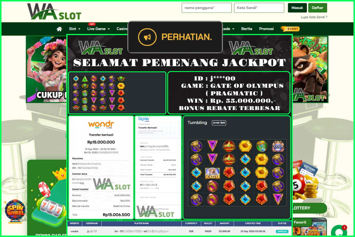 WASLOT – GATE OF OLYMPUS ( PRAGMATIC )