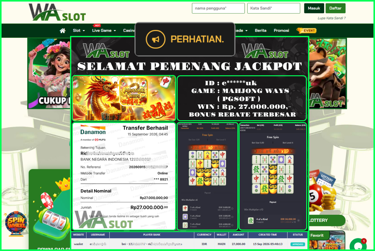 WASLOT – MAHJONG WAYS ( PGSOFT )